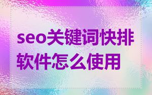 seo关键词快排软件怎么使用