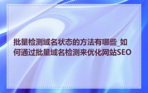 批量检测域名状态的方法有哪些_如何通过批量域名检测来优化网站SEO