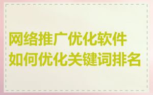 网络推广优化软件如何优化关键词排名
