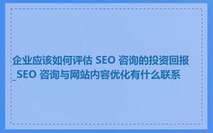 企业应该如何评估 SEO 咨询的投资回报_SEO 咨询与网站内容优化有什么联系