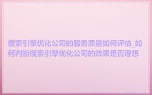 搜索引擎优化公司的服务质量如何评估_如何判断搜索引擎优化公司的效果是否理想