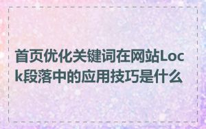 首页优化关键词在网站Lock段落中的应用技巧是什么