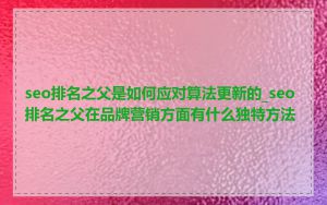 seo排名之父是如何应对算法更新的_seo排名之父在品牌营销方面有什么独特方法