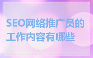 SEO网络推广员的工作内容有哪些