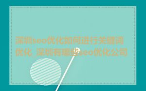 深圳seo优化如何进行关键词优化_深圳有哪些seo优化公司
