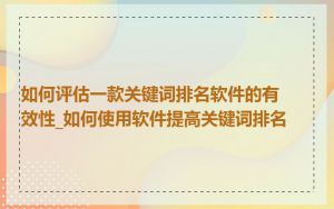 如何评估一款关键词排名软件的有效性_如何使用软件提高关键词排名