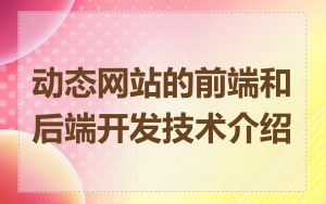 动态网站的前端和后端开发技术介绍