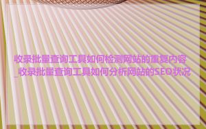 收录批量查询工具如何检测网站的重复内容_收录批量查询工具如何分析网站的SEO状况