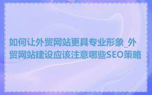 如何让外贸网站更具专业形象_外贸网站建设应该注意哪些SEO策略