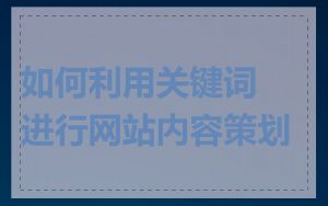 如何利用关键词进行网站内容策划