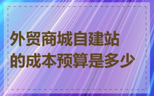 外贸商城自建站的成本预算是多少