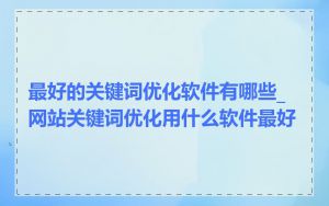 最好的关键词优化软件有哪些_网站关键词优化用什么软件最好
