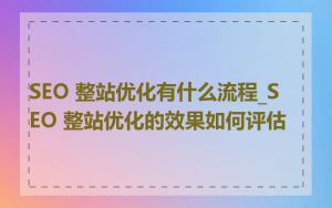 SEO 整站优化有什么流程_SEO 整站优化的效果如何评估
