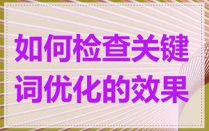 如何检查关键词优化的效果