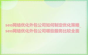 seo网络优化外包公司如何制定优化策略_seo网络优化外包公司哪些服务比较全面