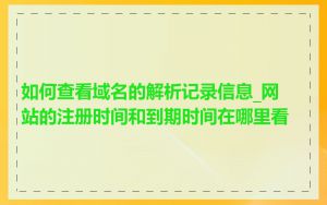 如何查看域名的解析记录信息_网站的注册时间和到期时间在哪里看