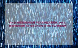 Vue.js 应用程序如何处理 SEO 友好的页面导航_Vue.js 项目中如何使用 Google Analytics 进行 SEO 数据分析