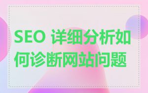 SEO 详细分析如何诊断网站问题