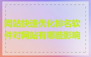 网站快速优化排名软件对网站有哪些影响