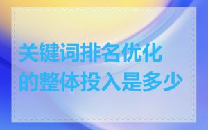 关键词排名优化的整体投入是多少