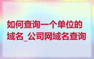 如何查询一个单位的域名_公司网域名查询