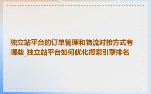 独立站平台的订单管理和物流对接方式有哪些_独立站平台如何优化搜索引擎排名
