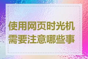 使用网页时光机需要注意哪些事项