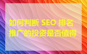 如何判断 SEO 排名推广的投资是否值得