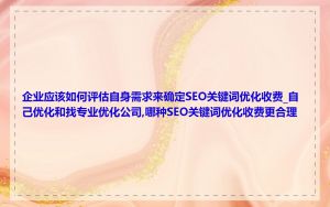 企业应该如何评估自身需求来确定SEO关键词优化收费_自己优化和找专业优化公司,哪种SEO关键词优化收费更合理