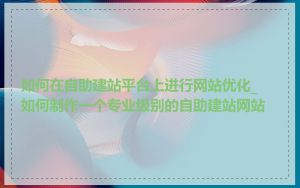 如何在自助建站平台上进行网站优化_如何制作一个专业级别的自助建站网站