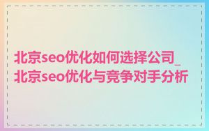 北京seo优化如何选择公司_北京seo优化与竞争对手分析