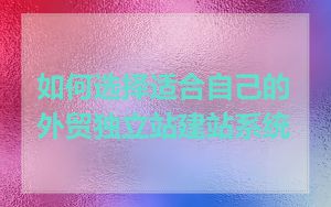如何选择适合自己的外贸独立站建站系统