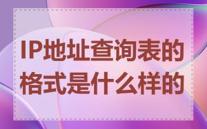 IP地址查询表的格式是什么样的