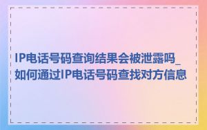 IP电话号码查询结果会被泄露吗_如何通过IP电话号码查找对方信息