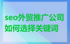 seo外贸推广公司如何选择关键词