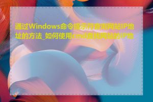 通过Windows命令提示符查询网站IP地址的方法_如何使用cmd查找网站的IP地址