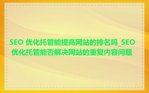 SEO 优化托管能提高网站的排名吗_SEO 优化托管能否解决网站的重复内容问题