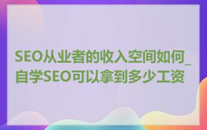 SEO从业者的收入空间如何_自学SEO可以拿到多少工资