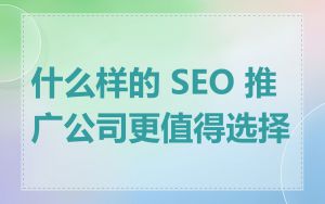 什么样的 SEO 推广公司更值得选择