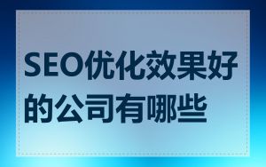 SEO优化效果好的公司有哪些