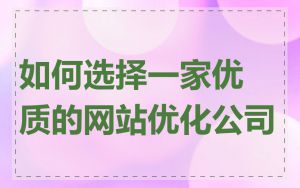 如何选择一家优质的网站优化公司