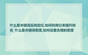 什么是关键词反向定位,如何利用它来提升排名_什么是关键词密度,如何设置合理的密度