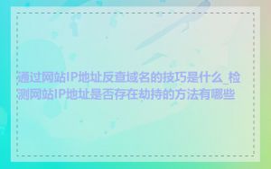通过网站IP地址反查域名的技巧是什么_检测网站IP地址是否存在劫持的方法有哪些