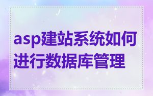 asp建站系统如何进行数据库管理