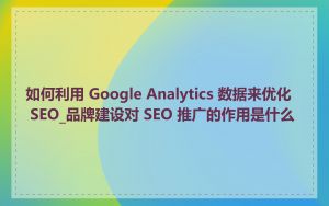 如何利用 Google Analytics 数据来优化 SEO_品牌建设对 SEO 推广的作用是什么
