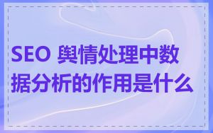 SEO 舆情处理中数据分析的作用是什么