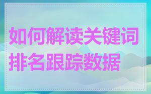 如何解读关键词排名跟踪数据