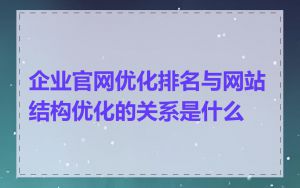 企业官网优化排名与网站结构优化的关系是什么