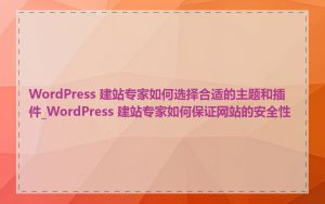 WordPress 建站专家如何选择合适的主题和插件_WordPress 建站专家如何保证网站的安全性