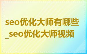 seo优化大师有哪些_seo优化大师视频